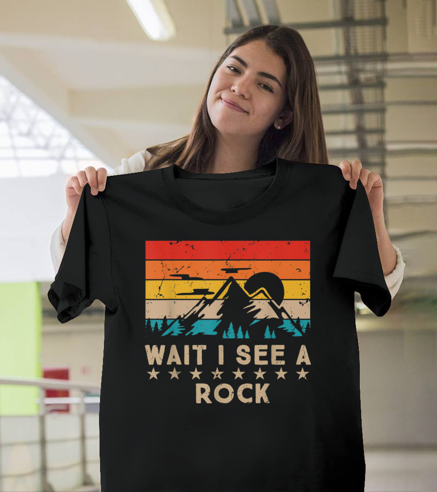 Retro Vintage Wait I See A Rock Mountains Sunset T-Shirt