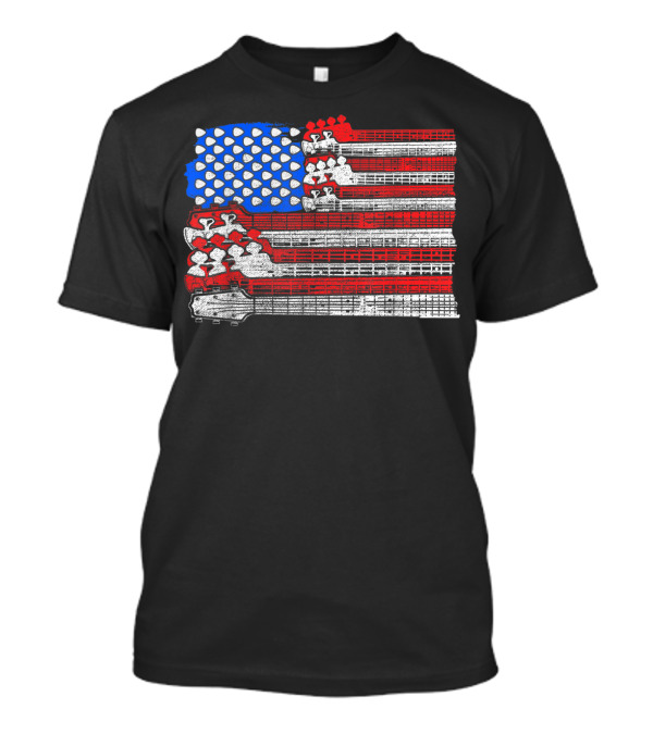 Usa Flag Guitar Fourth Of July Music Guitarist T-Shirt