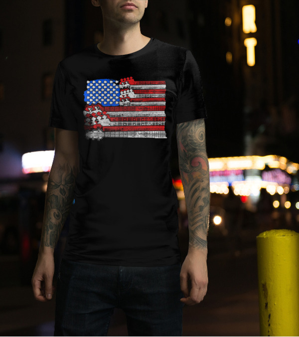 Usa Flag Guitar Fourth Of July Music Guitarist T-Shirt