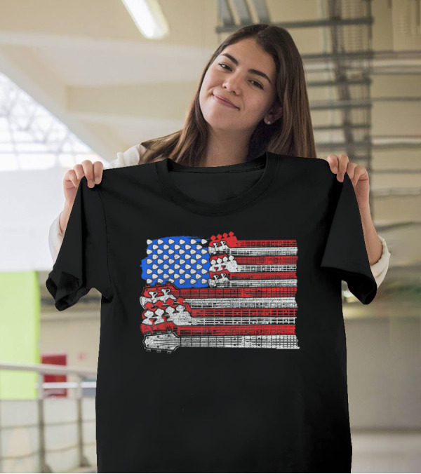 Usa Flag Guitar Fourth Of July Music Guitarist T-Shirt