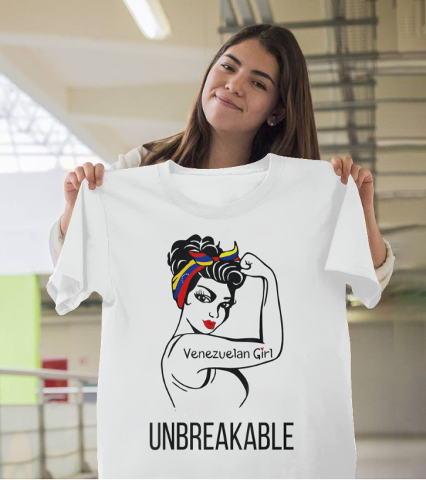Unbreakable Venezuelan Girl With Venezuelan Flag Headband Heritage T-Shirt