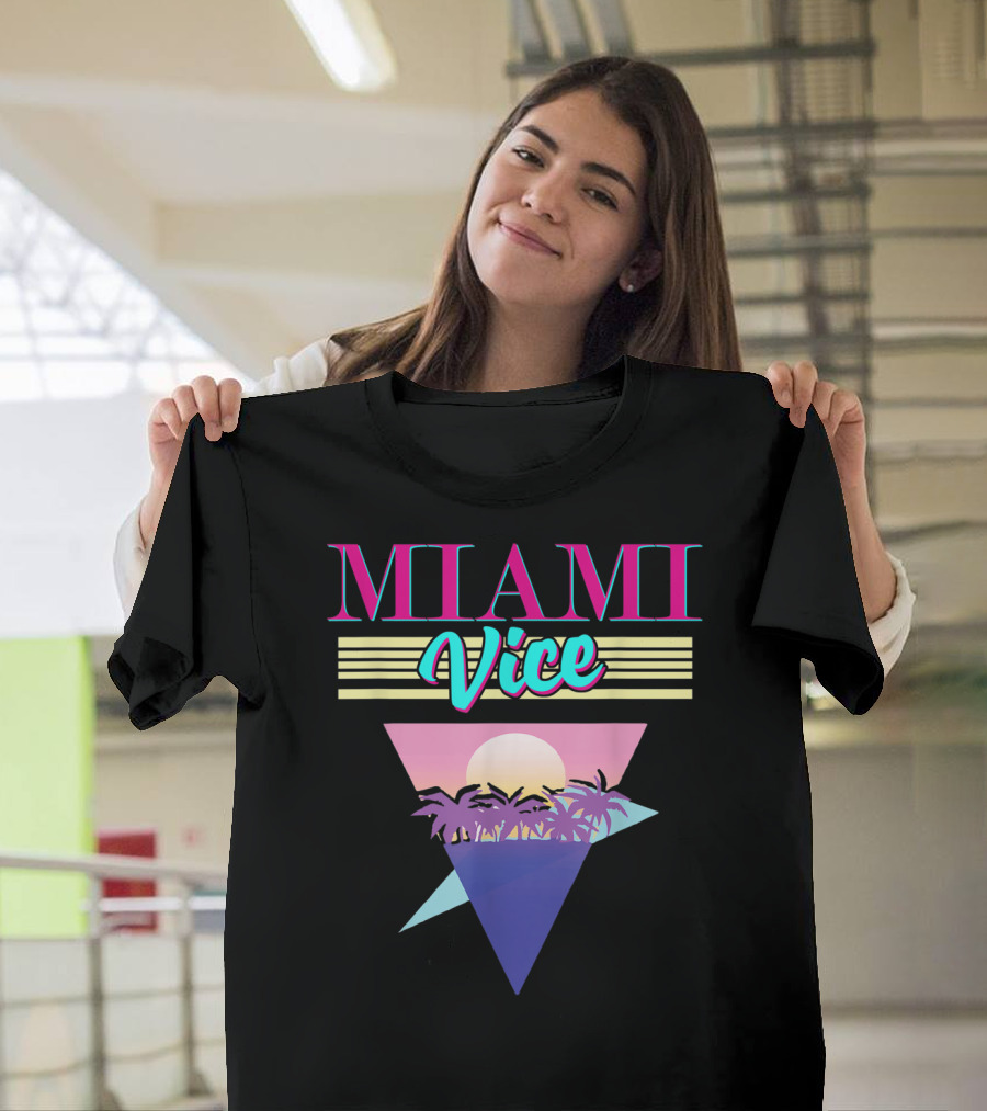 Miami Vice Vintage Cityscape Sunset Palms T-Shirt
