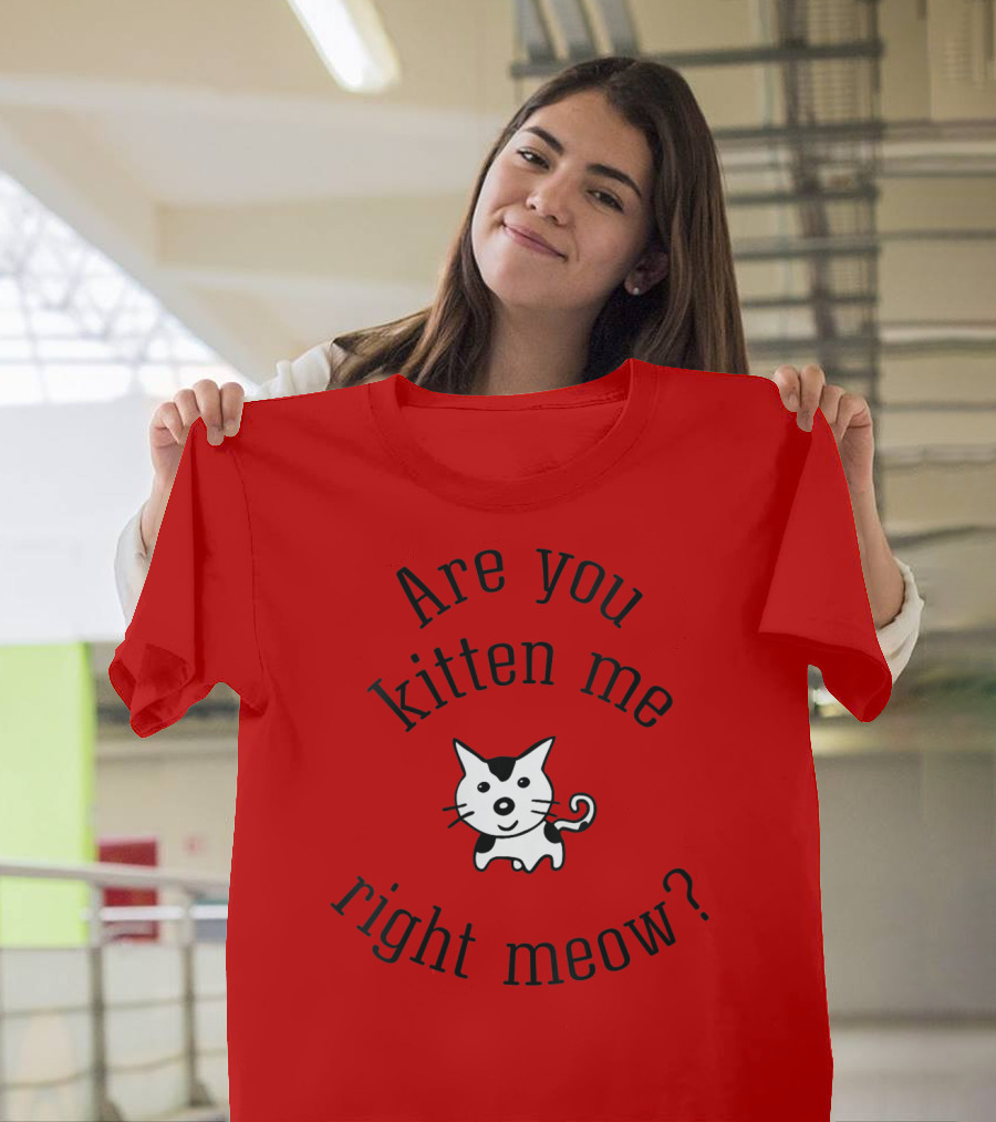 Are You Kitten Me Right Meow Cute Cat Black T-Shirt