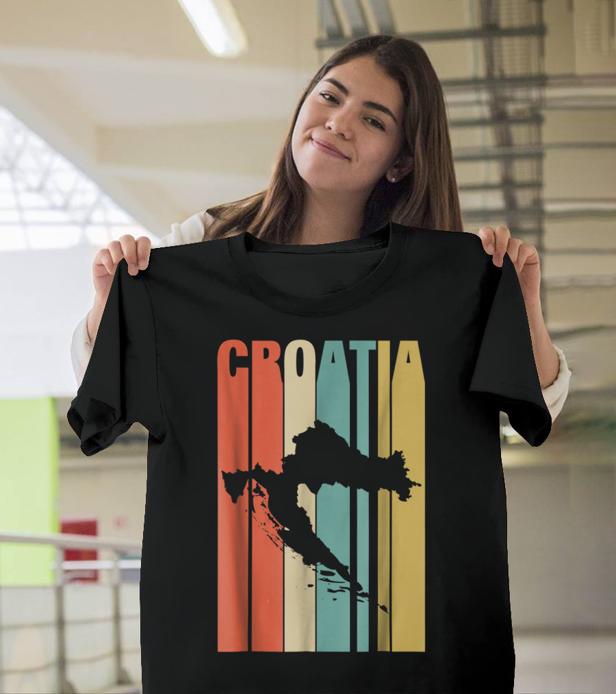 Classic Vintage Croatia Silhouette Retro Colors T-Shirt