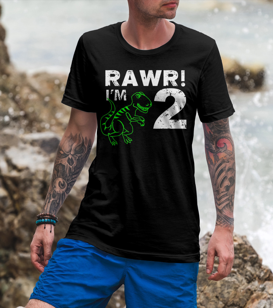 RAWR I'm 2 Dinosaur 2nd Birthday T-Shirt