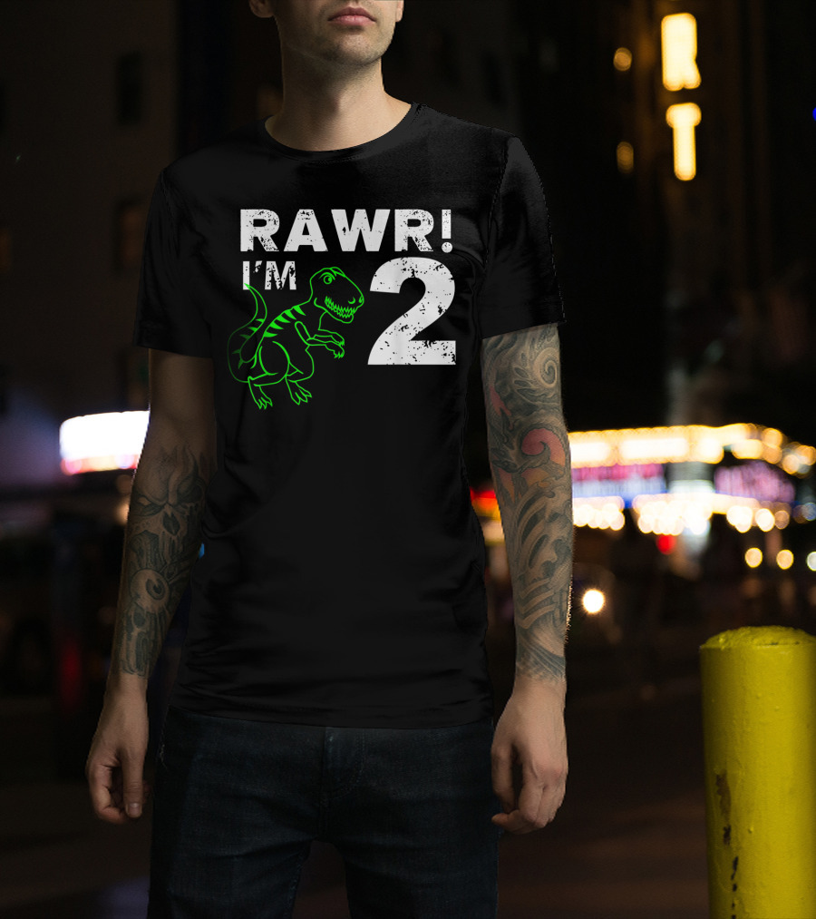 RAWR I'm 2 Dinosaur 2nd Birthday T-Shirt
