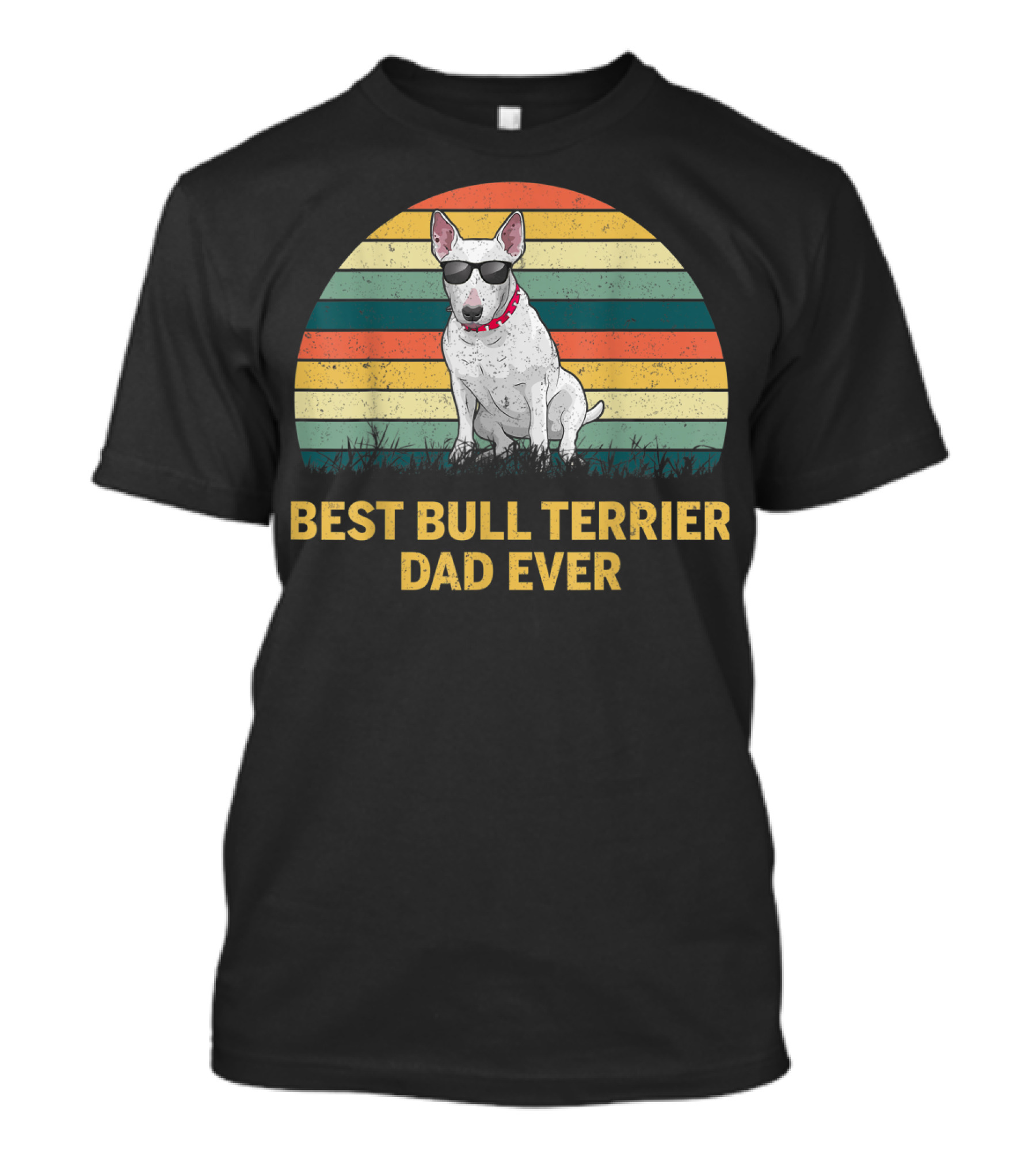 Best Bull Terrier Dad Ever Retro Sunglasses T-Shirt