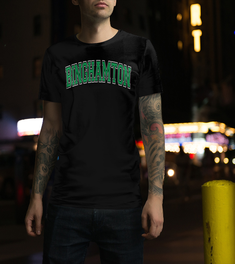 Binghamton Varsity Green Text Arch T-Shirt