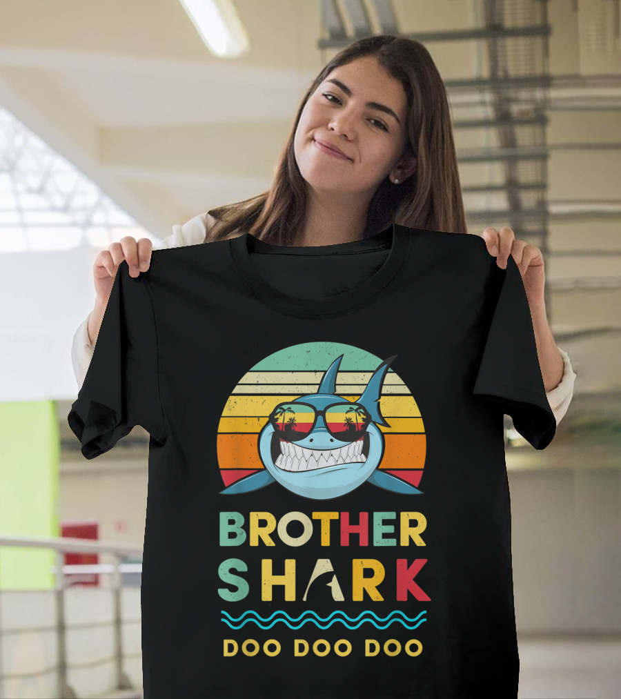 Brother Shark Doo Doo Doo Retro Kids For Toddlers And Boy T-Shirt