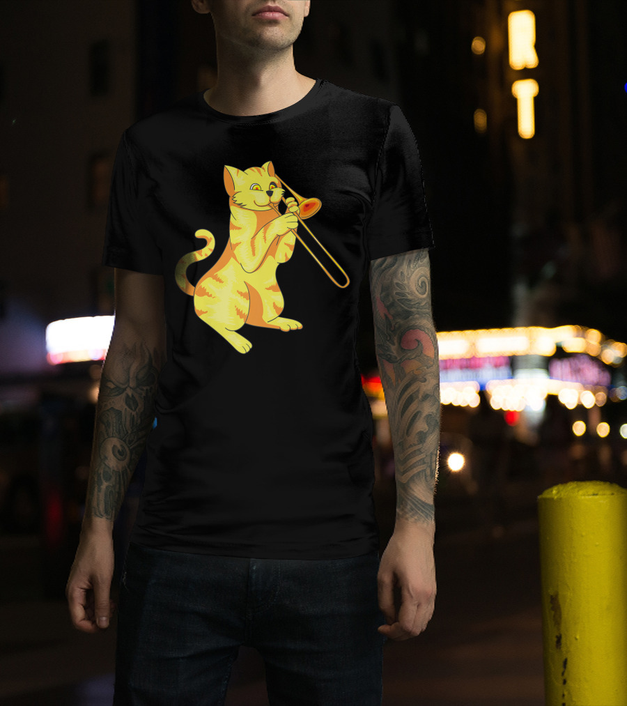 Cat Trombone Meow Music Collection T-Shirt