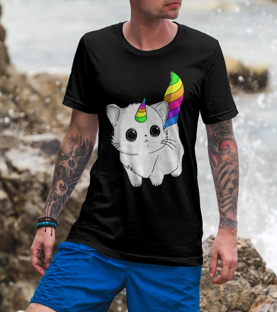 Caticorn Unicorn Rainbow Cat For Girls Boys Adults T-Shirt