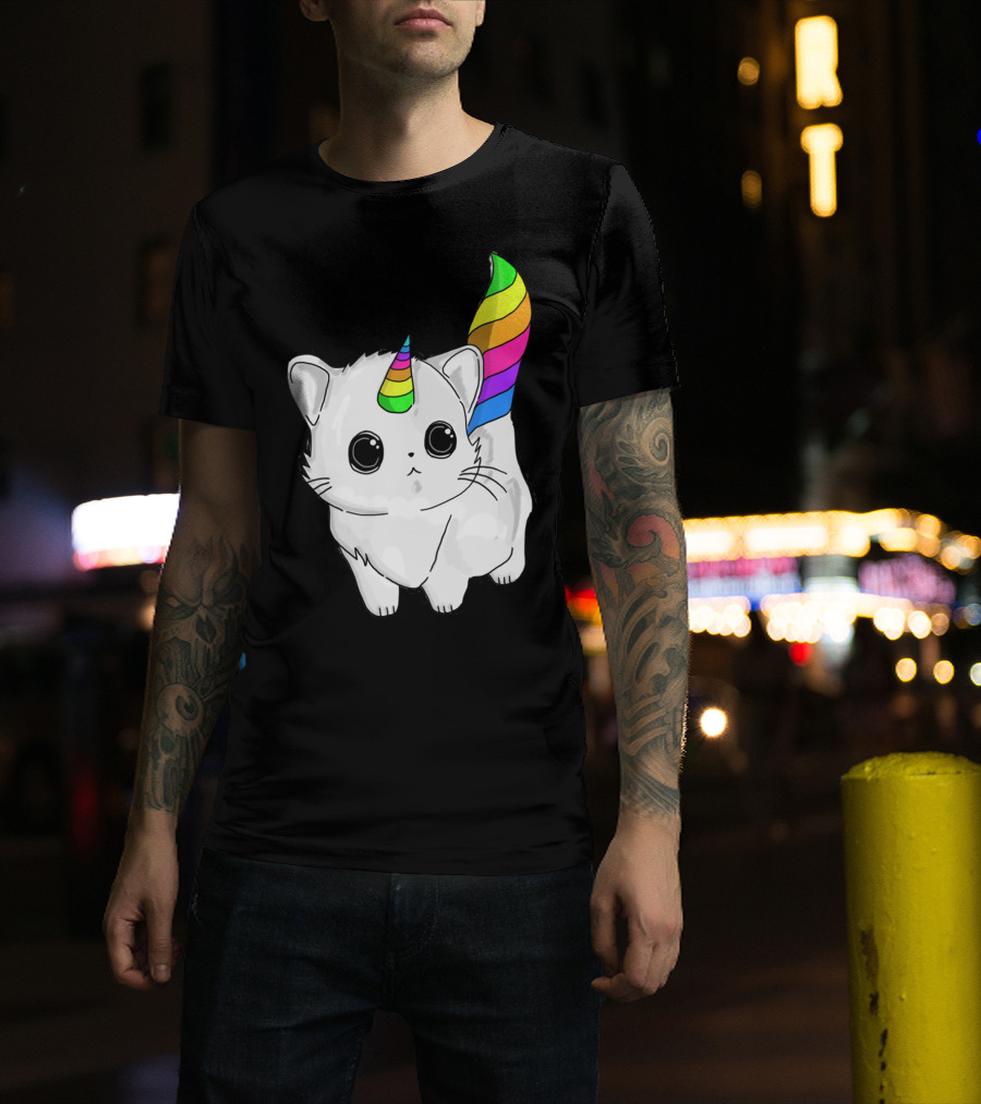 Caticorn Unicorn Rainbow Cat For Girls Boys Adults T-Shirt