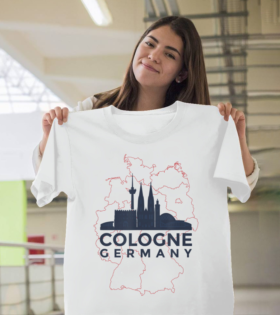 Cologne Germany Koln Skyline and Map Souvenir T-Shirt