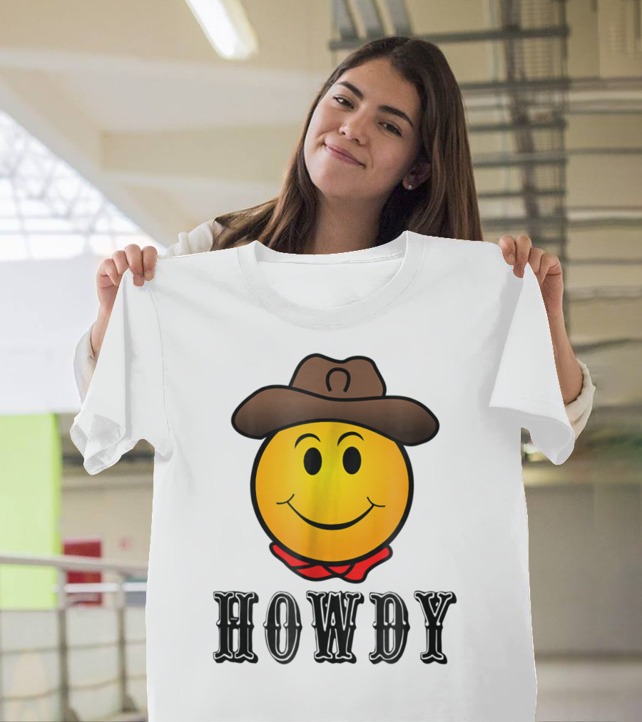 Howdy Cowboy Western Smiley Emoji Rodeo T-Shirt