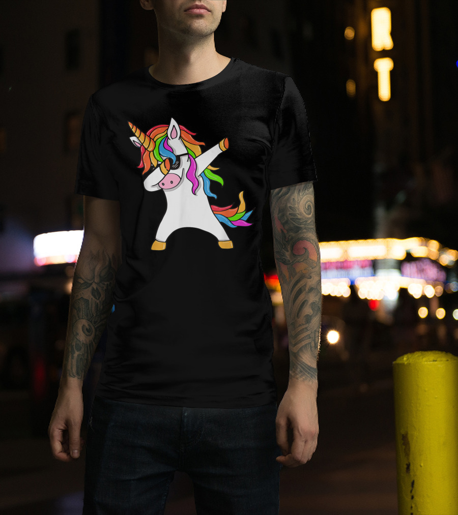 Dabbing Unicorn Rainbow Hair Dab Pose T-Shirt