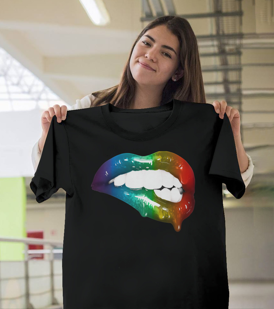 Rainbow Lips Cute Artful Makeup Addicts Lipstick Fashion Trends T-Shirt