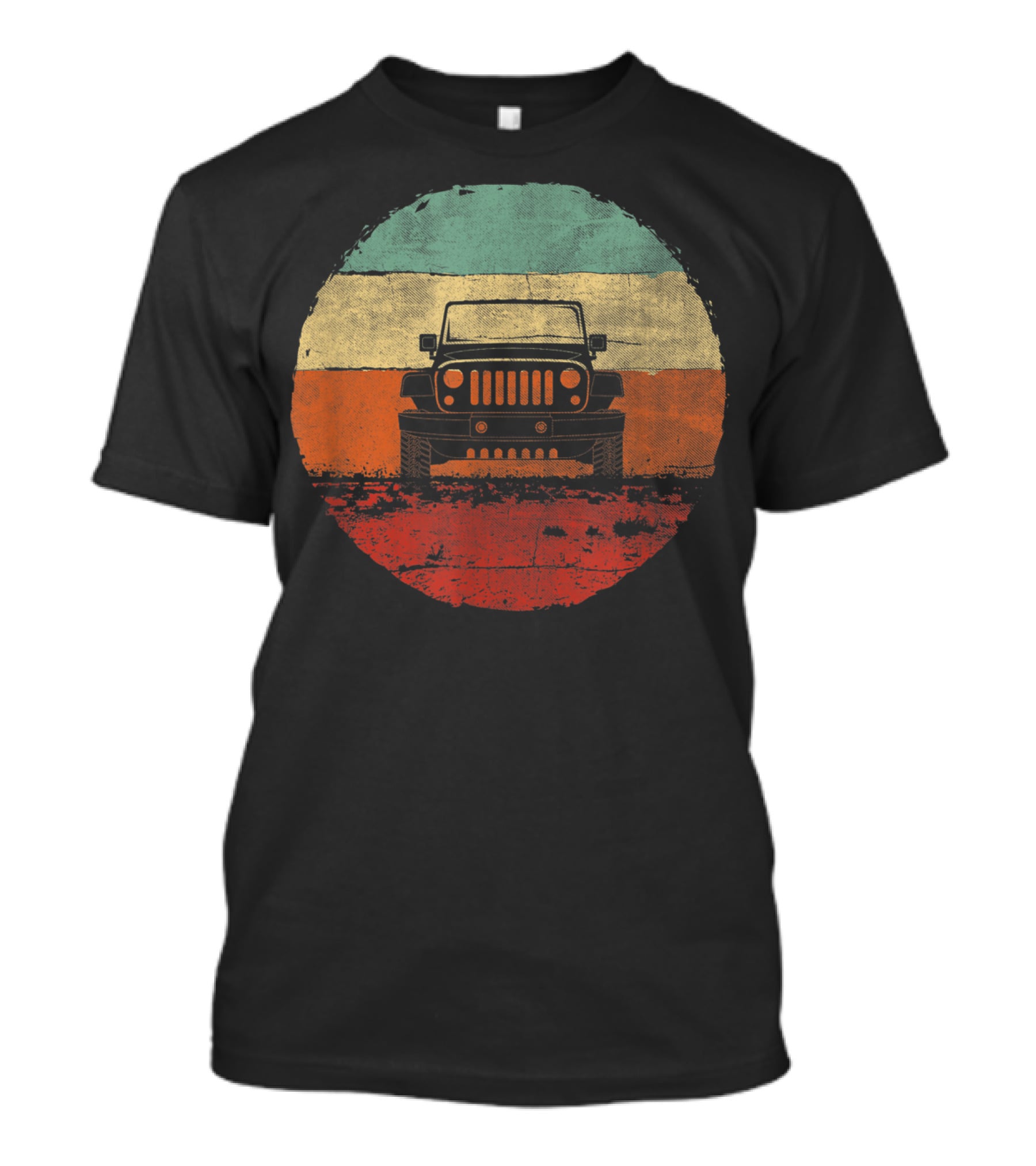 Retro Vintage Jeeps Off Road Adventure Classic Stripes Iconic 4x4 Vehicle T-Shirt