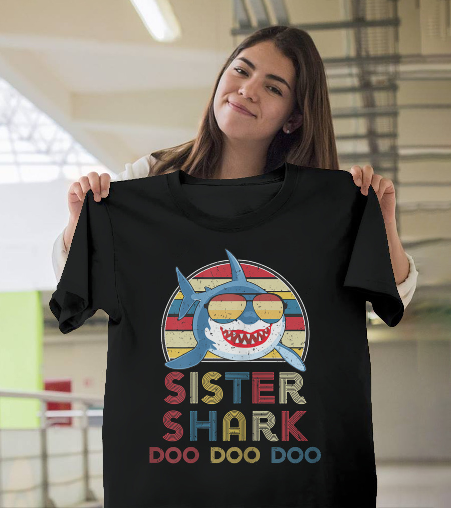 Sister Shark Doo Doo Doo Retro Vintage T-Shirt