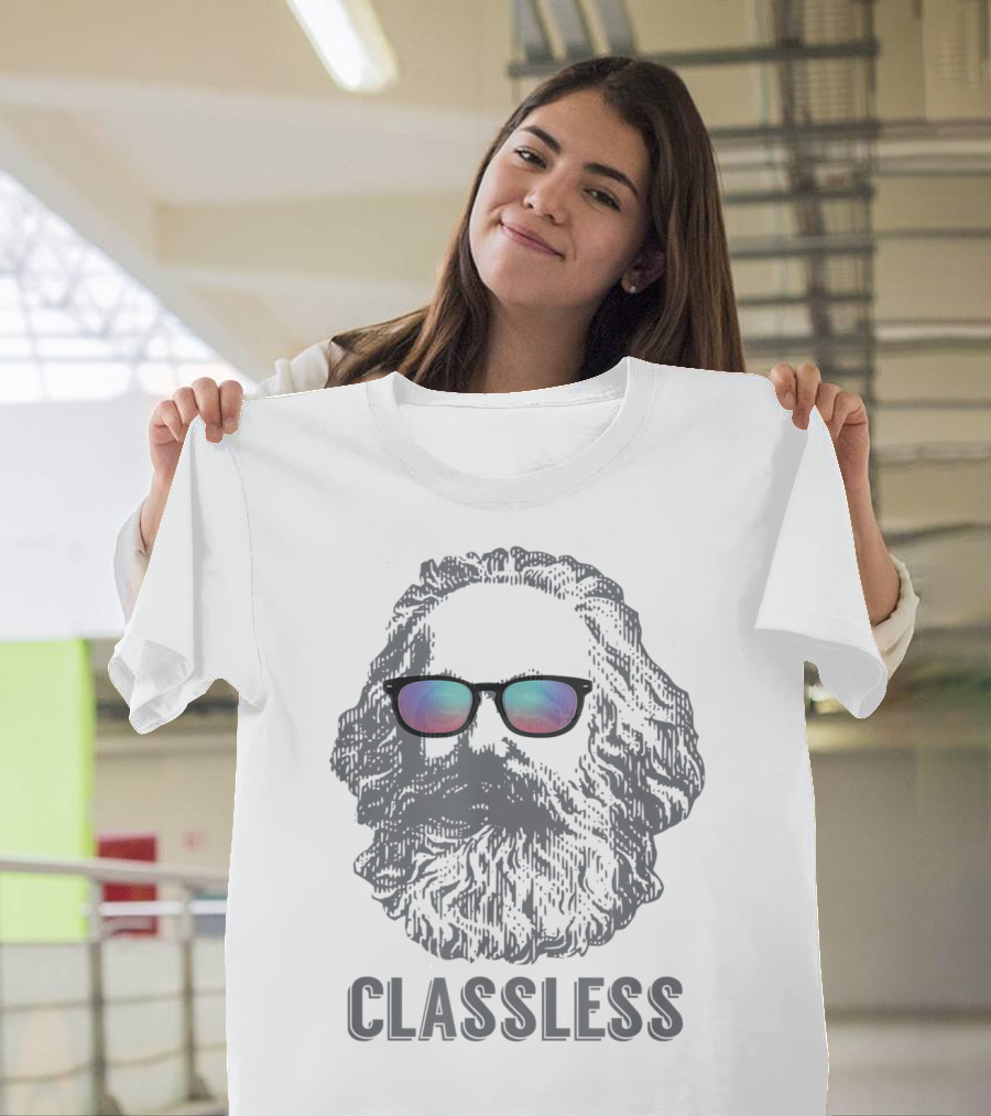 Classless Karl Marx Marxist Marxism With Sunglasses Iconic T-Shirt