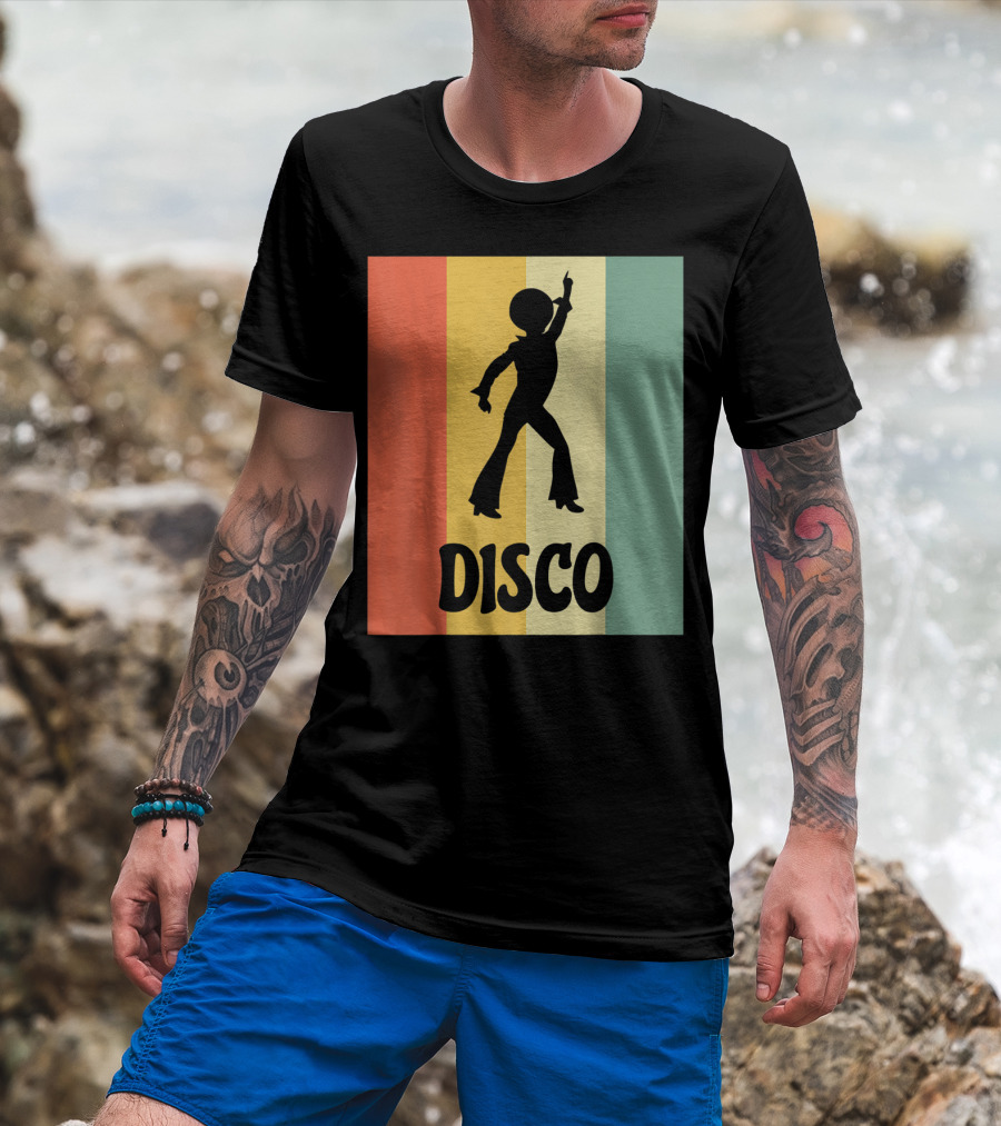 Disco Retro Funk Groove On Color Stripes T-Shirt