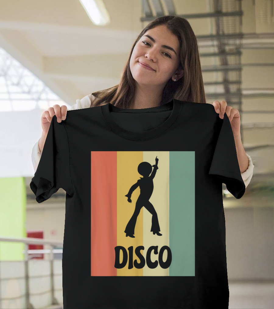 Disco Retro Funk Groove On Color Stripes T-Shirt