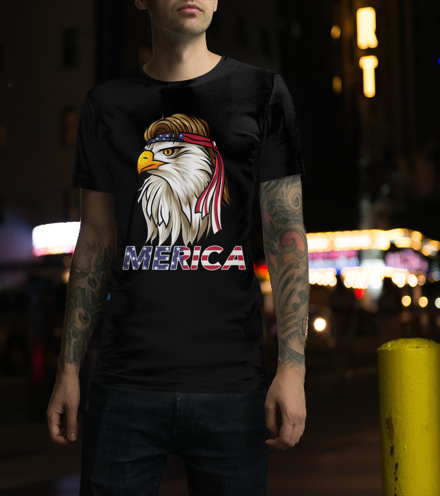 Bald Eagle Mullet Bandana Merica USA T-Shirt