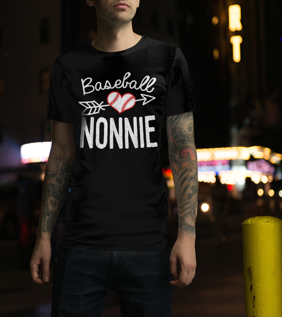 Baseball Nonnie Heart Arrow T-Shirt