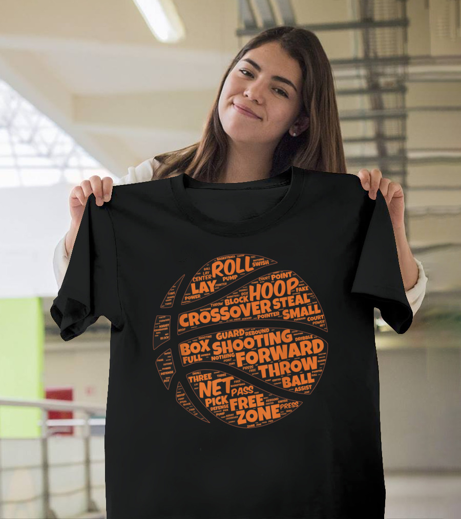 Basketball Sayings Typography in Orange Featuring Crossover Hoop Forward Play T-Shirt