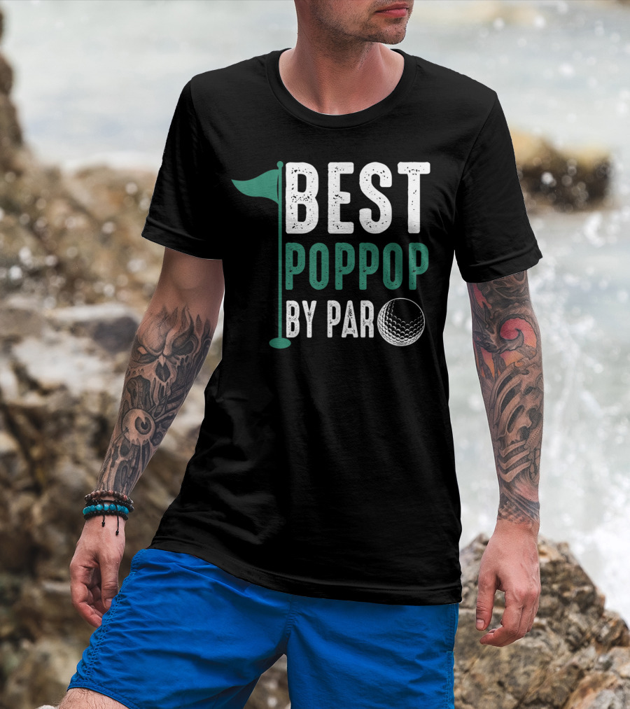 Best Poppop By Par Father's Day Golf Flag T-Shirt