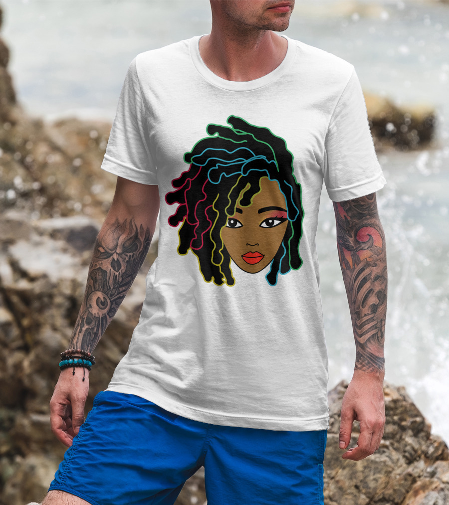 Black Girl With Colorful Locs Hair Pride T-Shirt
