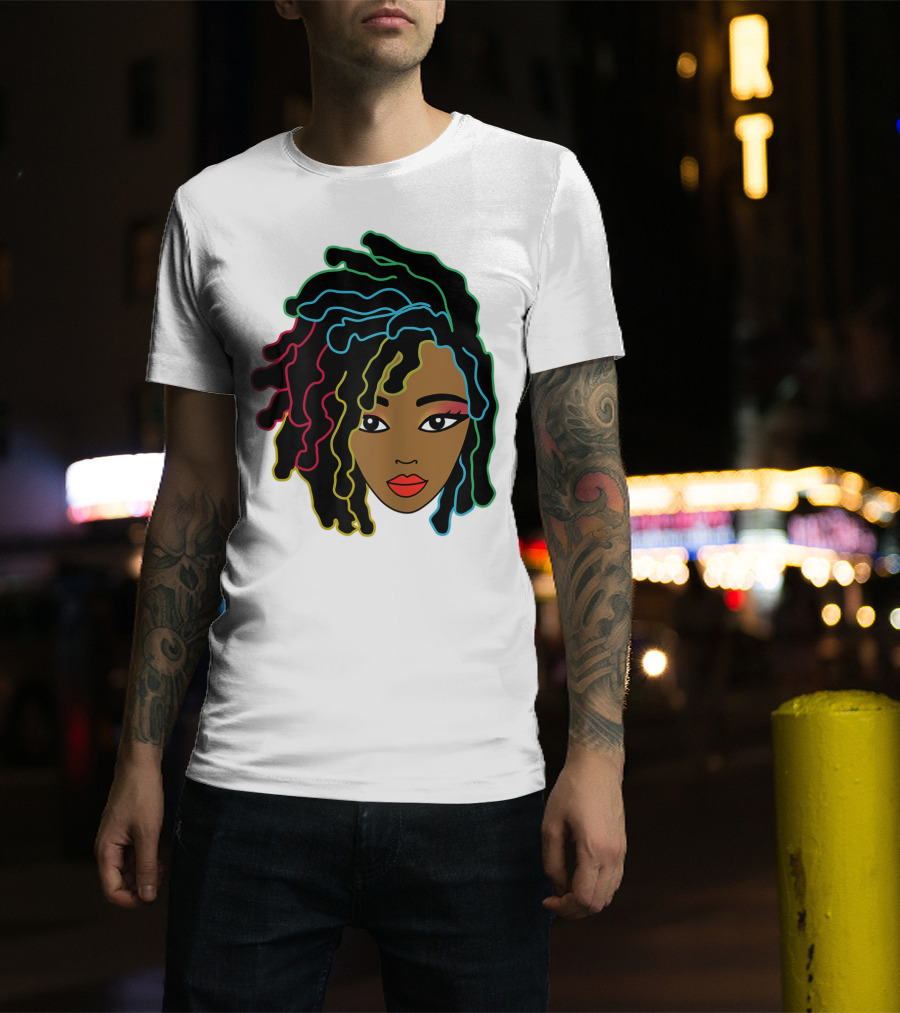 Black Girl With Colorful Locs Hair Pride T-Shirt