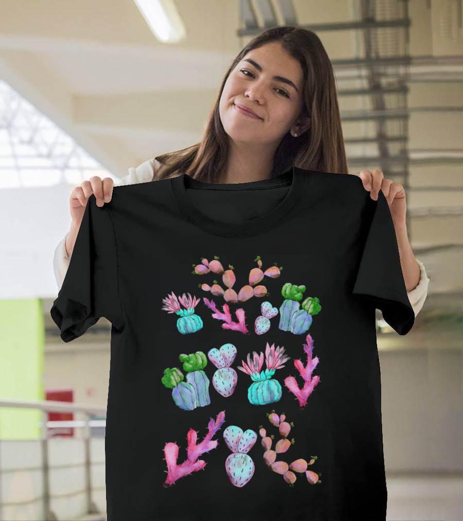 Botanical Watercolor Cactus Succulent Lady T-Shirt