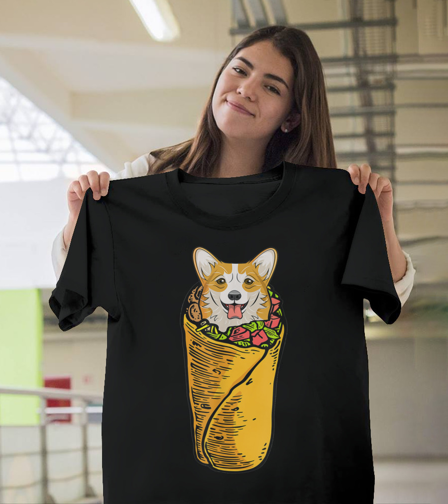 Cinco de Mayo Corgi in Burrito Mexican Food T-Shirt