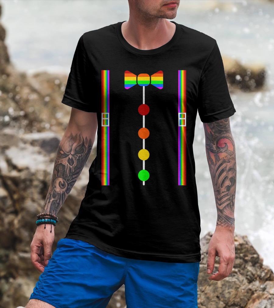 Clown Tie Rainbow Bowtie Suspenders Costume Circus Carnival T-Shirt