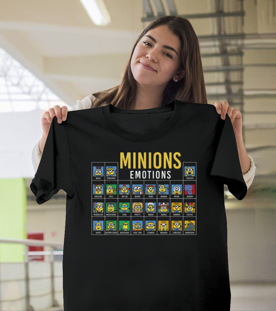 Minions Emotions Chart Featuring Despicable Me Characters T-Shirt
