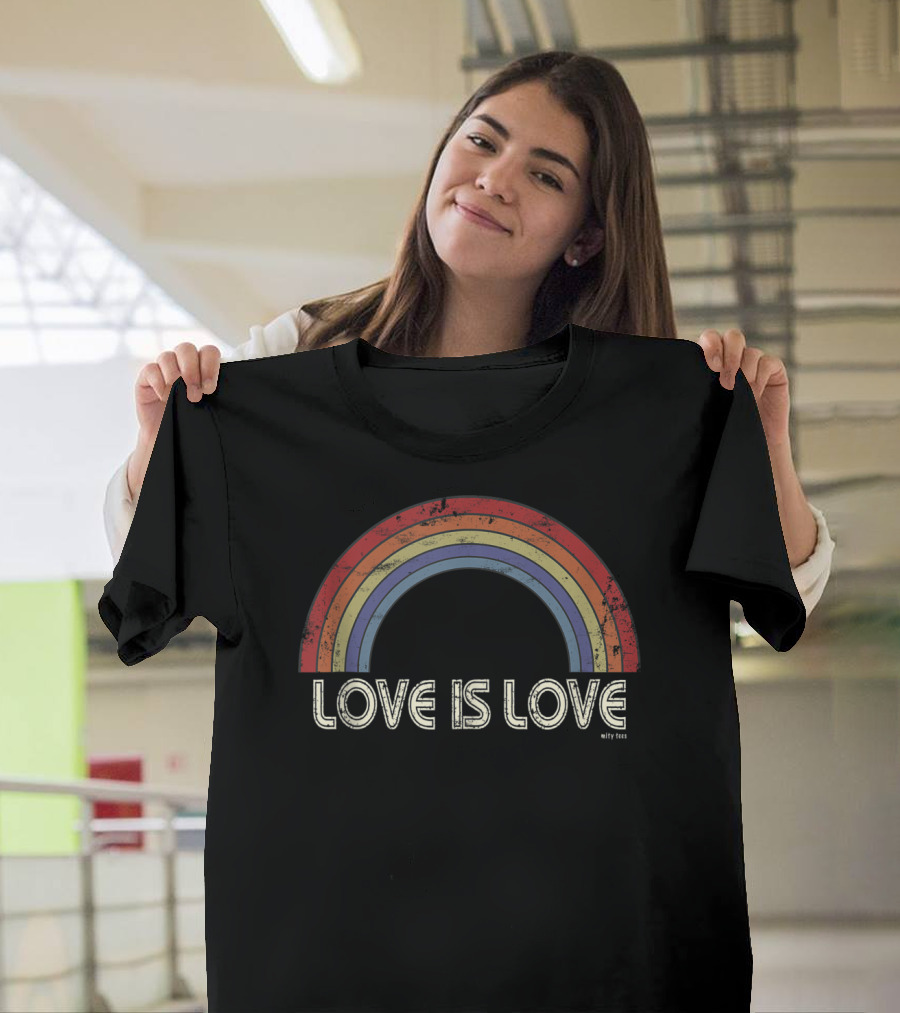 Love Is Love Distressed Rainbow T-Shirt