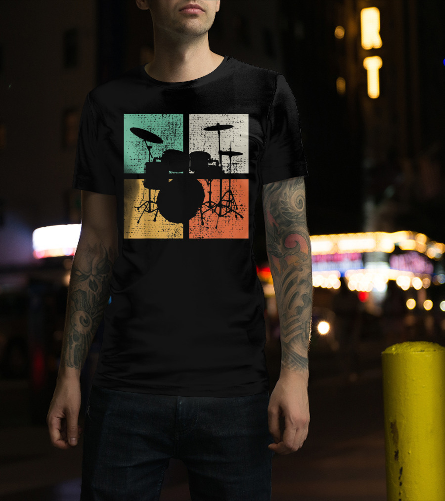 Drummer Drumline Drumset Retro Drum Kit T-Shirt