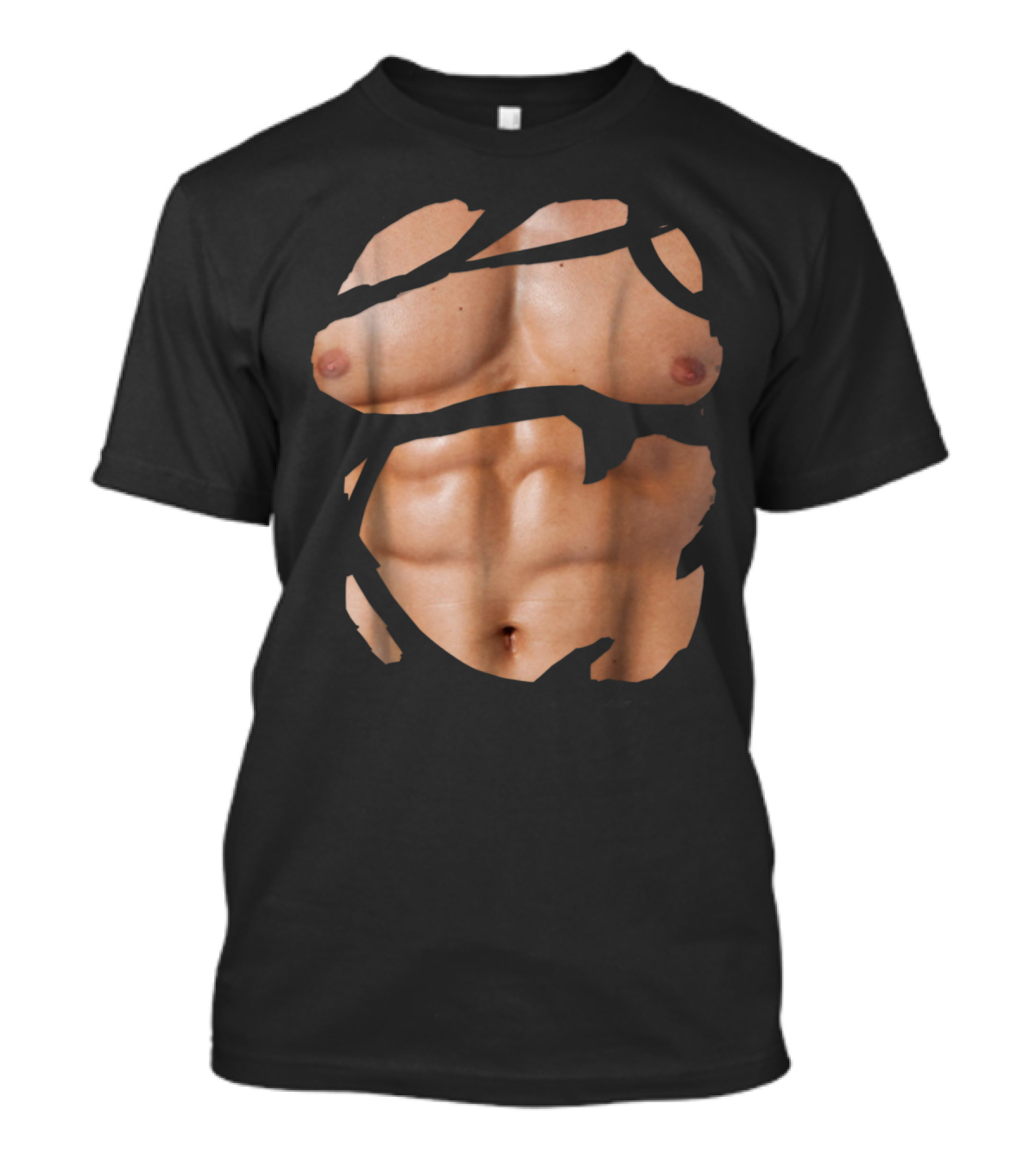 Fake Muscle Under Clothes Chest Six-Pack Abs Bodybuilder Illusion T-Shirt