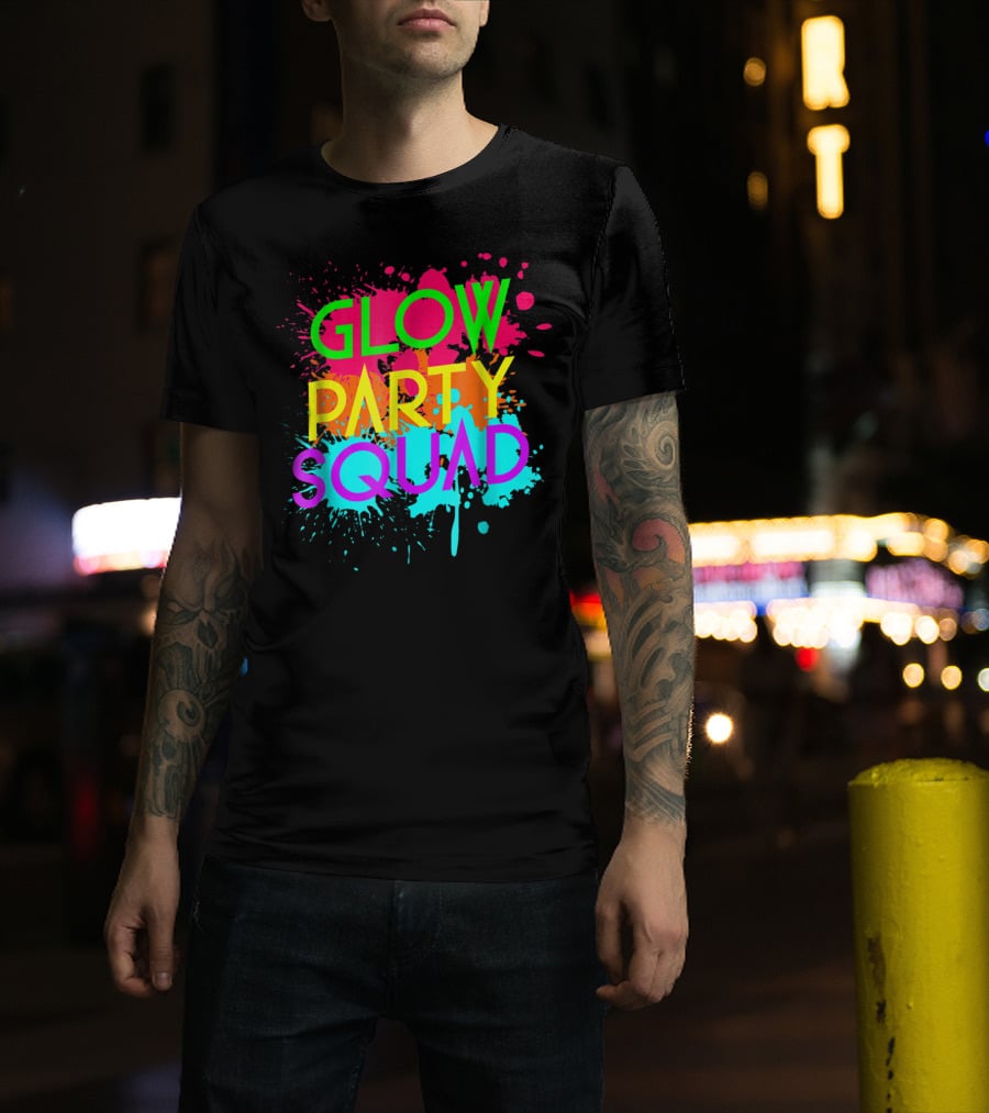Glow Party Squad Neon Effect Splash Colors T-Shirt