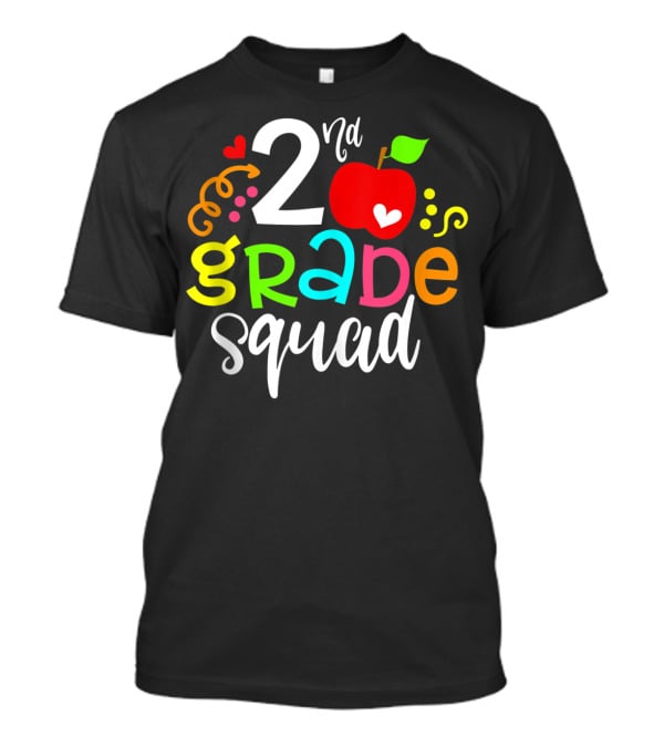 2nd Grade Squad Apple Graphic Second Grade Team T-Shirt