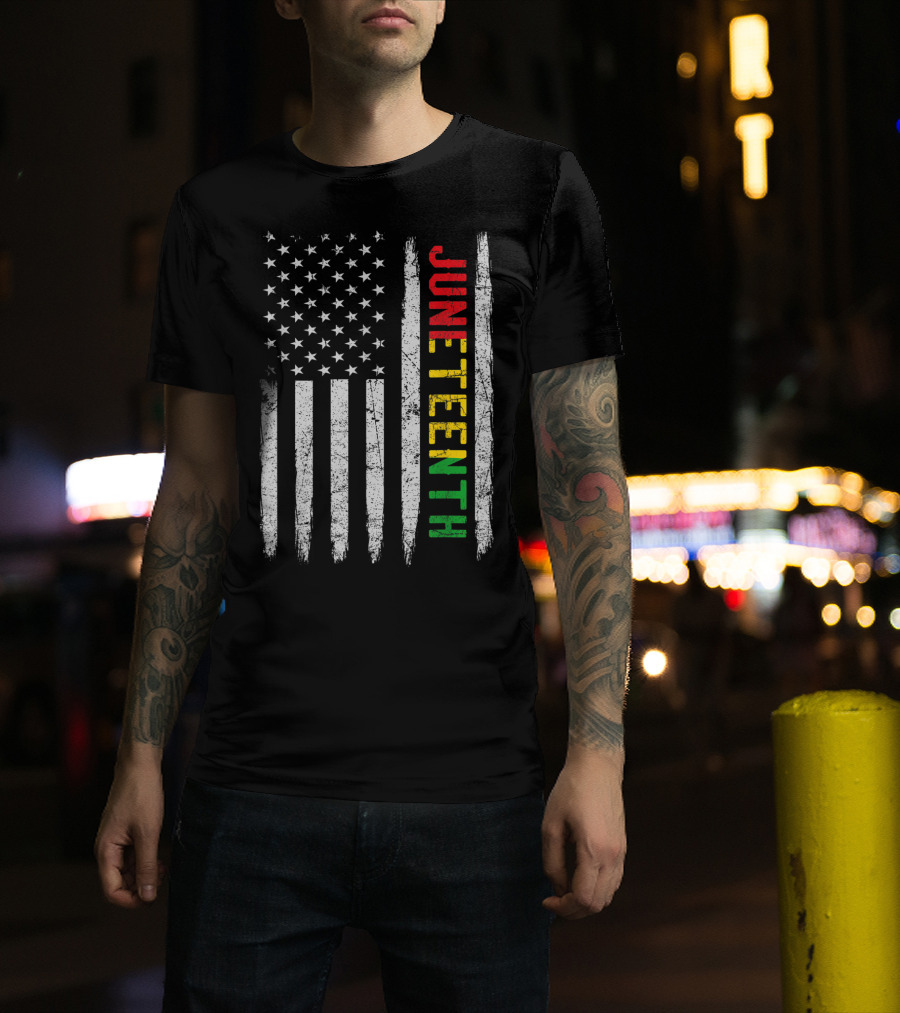 African American Flag Black History Juneteenth Stripes Patriotic Colors T-Shirt