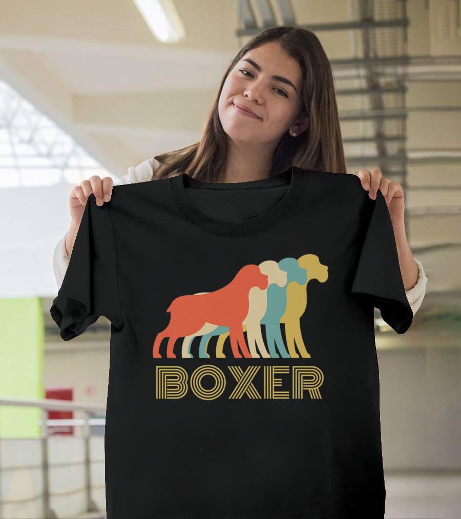 Boxer Dog Breed Vintage Colorful T-Shirt