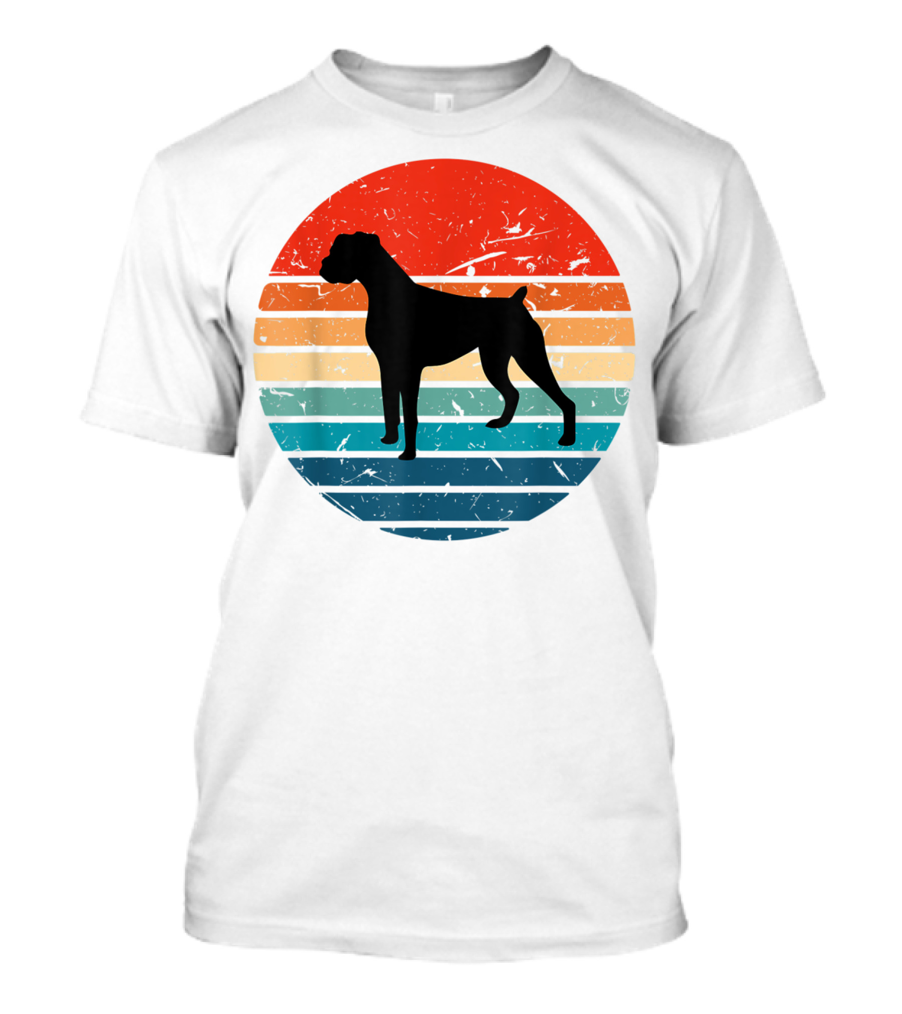 Boxer Dog Retro 70s 80s Striped T-Shirt