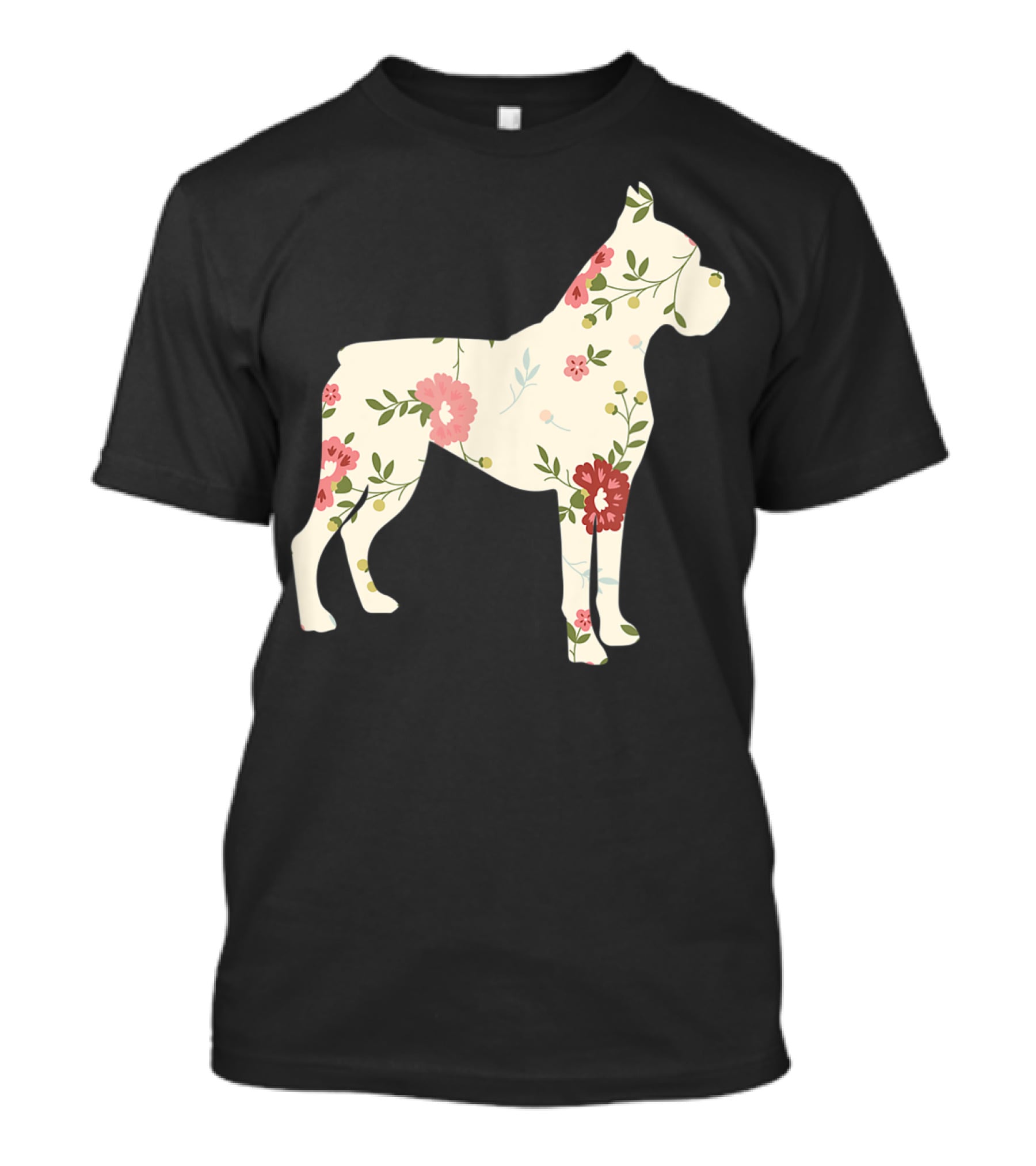 Cute Boxer Vintage Floral Dog Flower T-Shirt