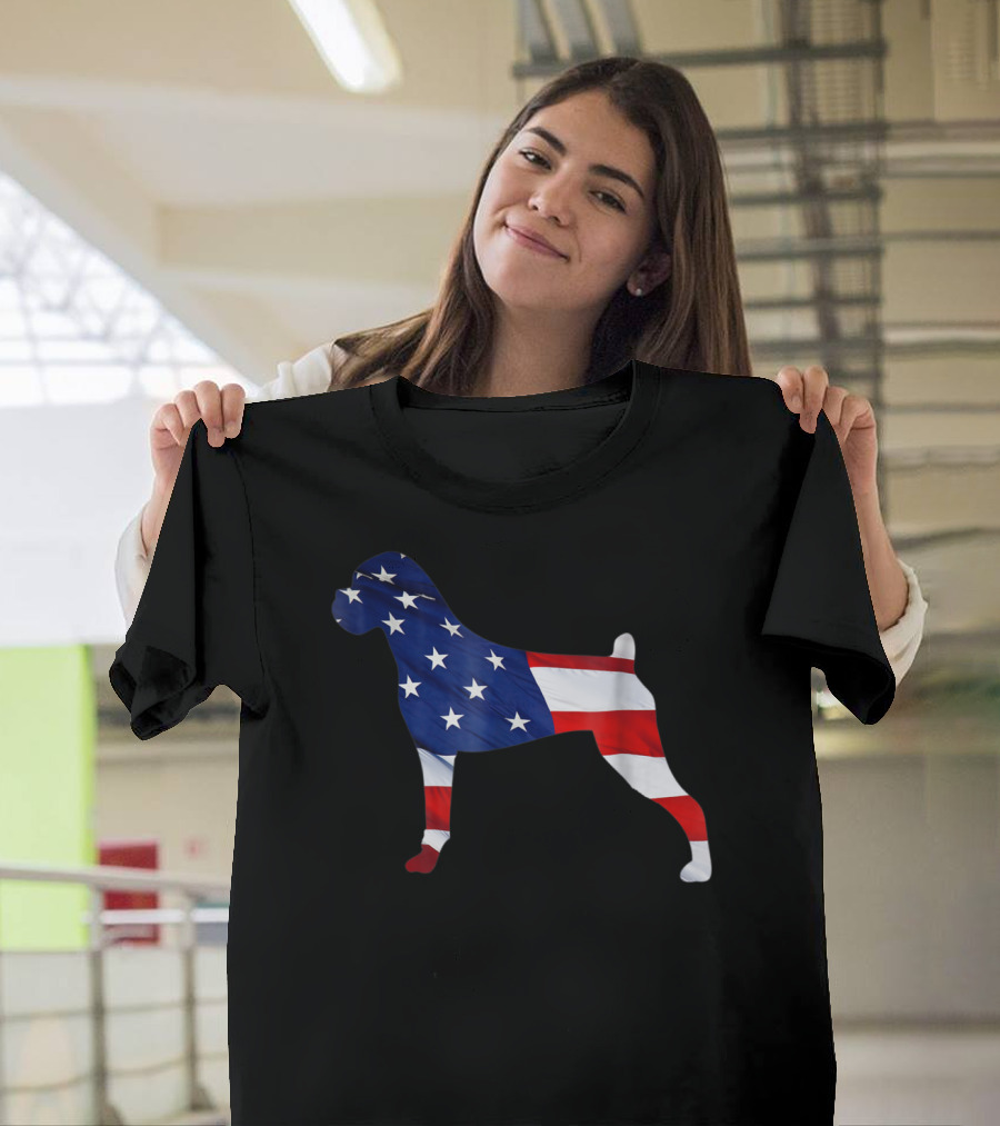 American Flag Boxer Dog Novelty T-Shirt