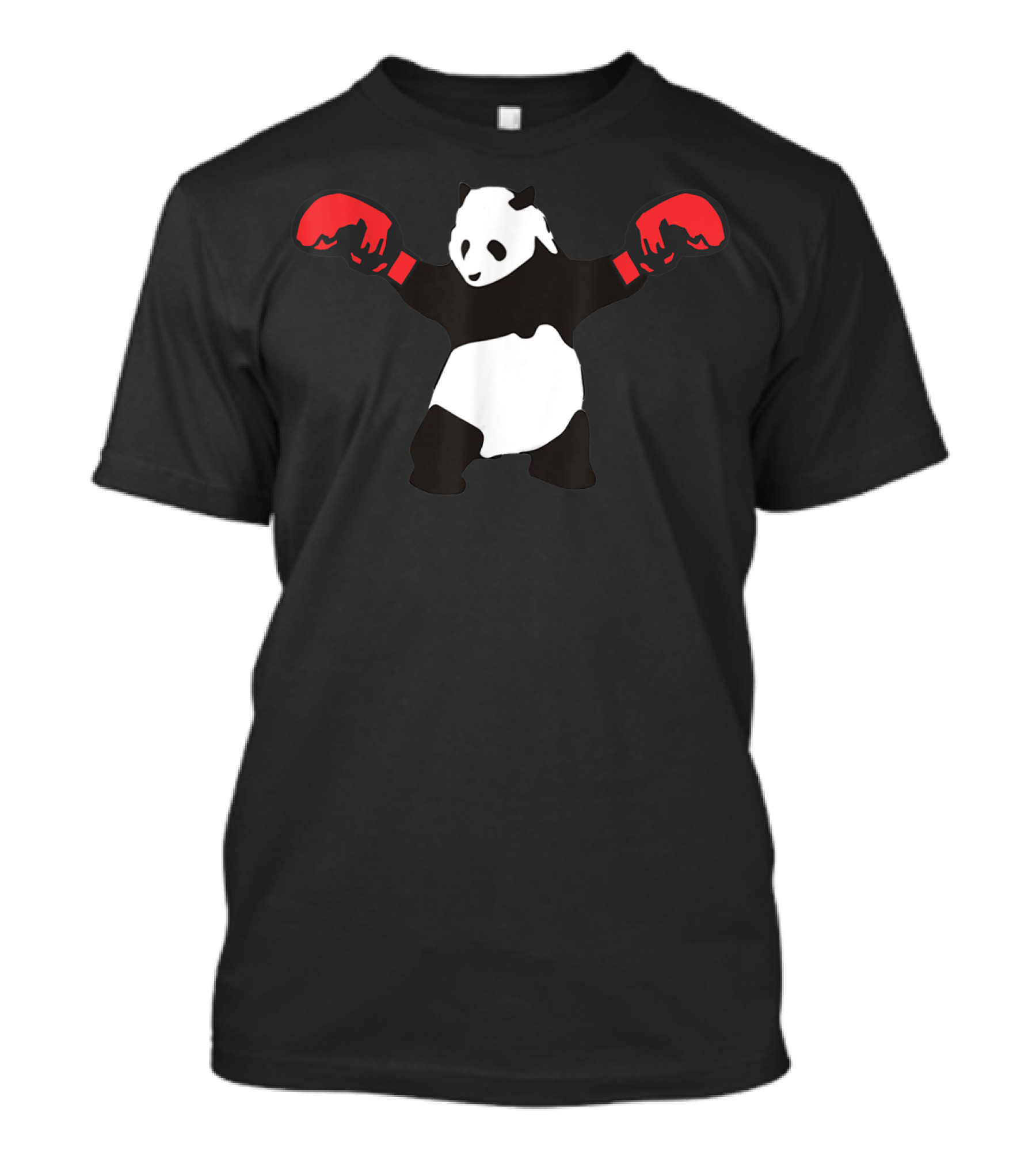 Panda Wearing Red Boxing Gloves Black White Boxer Sport T-Shirt
