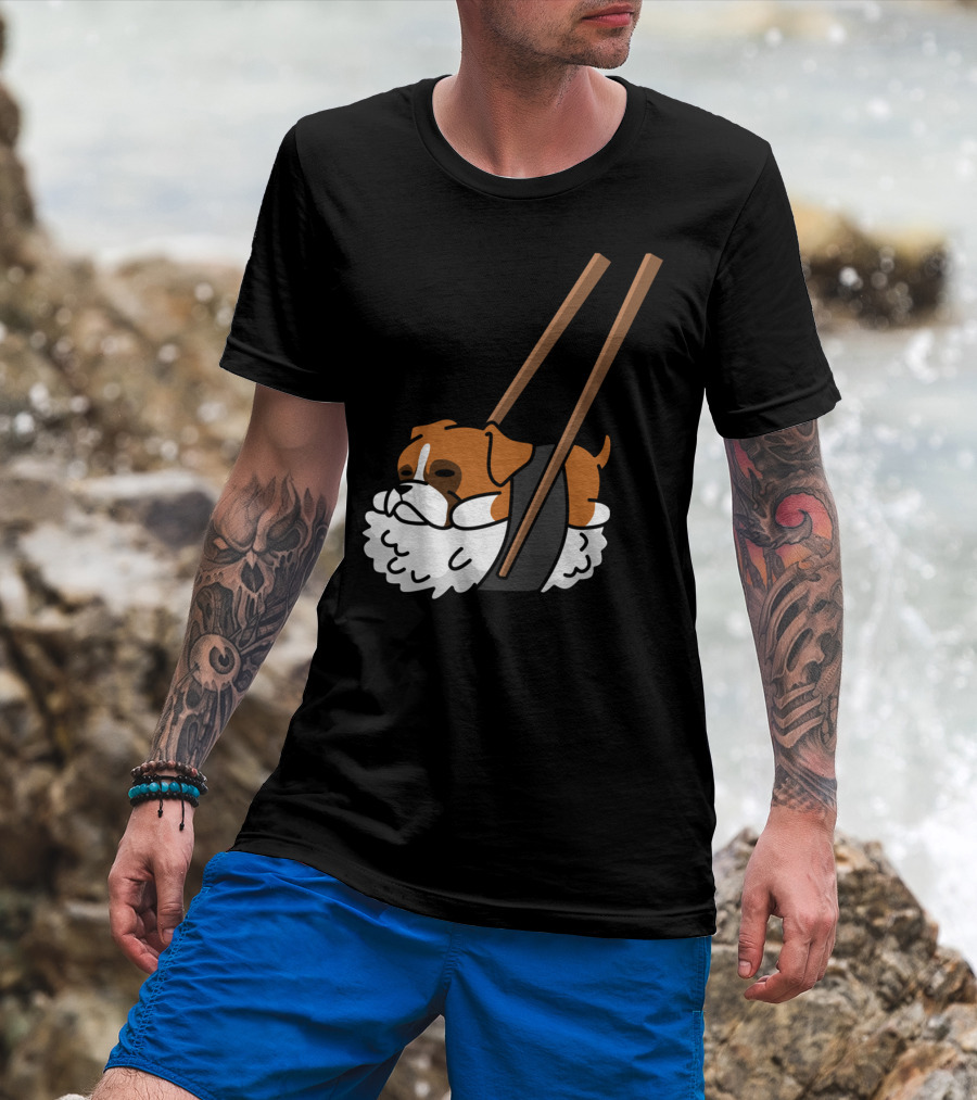 Boxer Dog Sushi With Funny Chopsticks T-Shirt