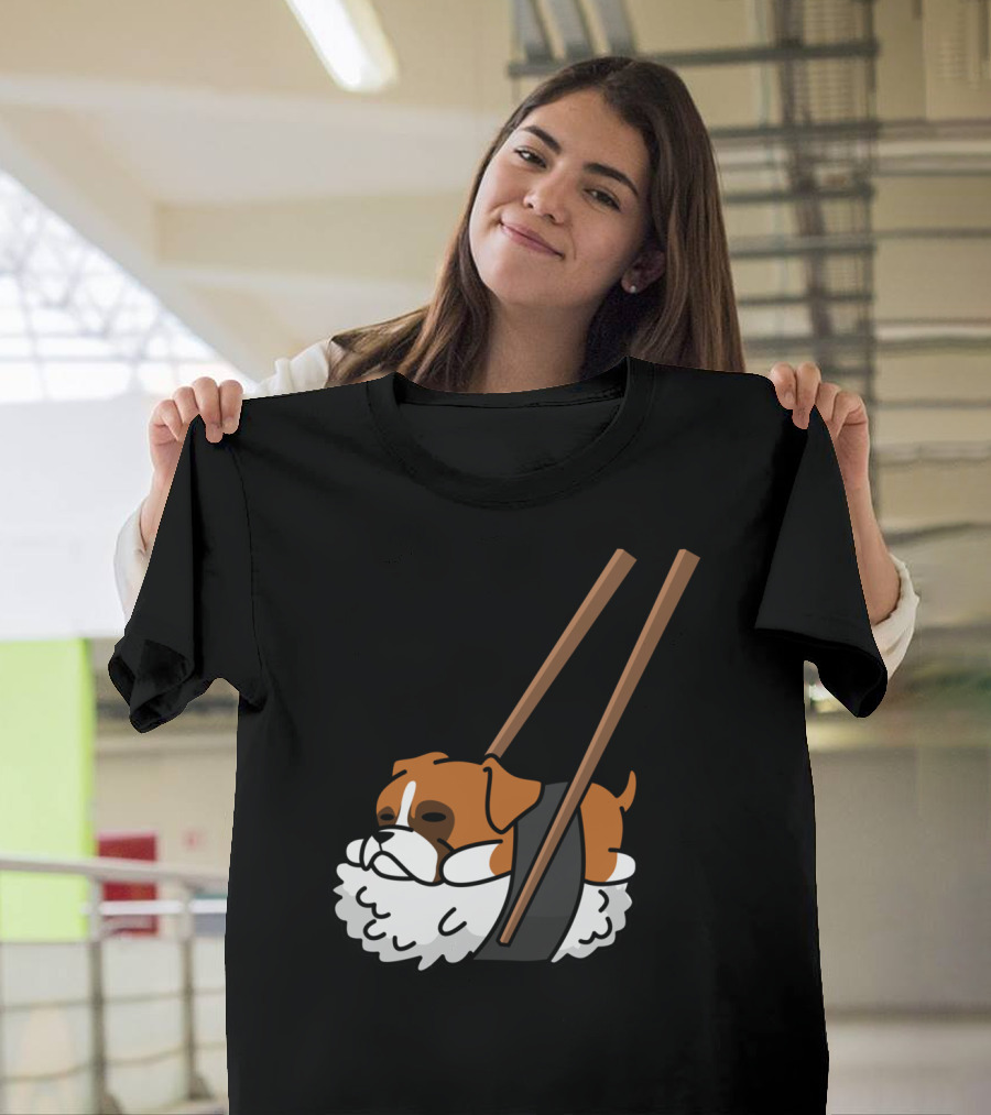 Boxer Dog Sushi With Funny Chopsticks T-Shirt