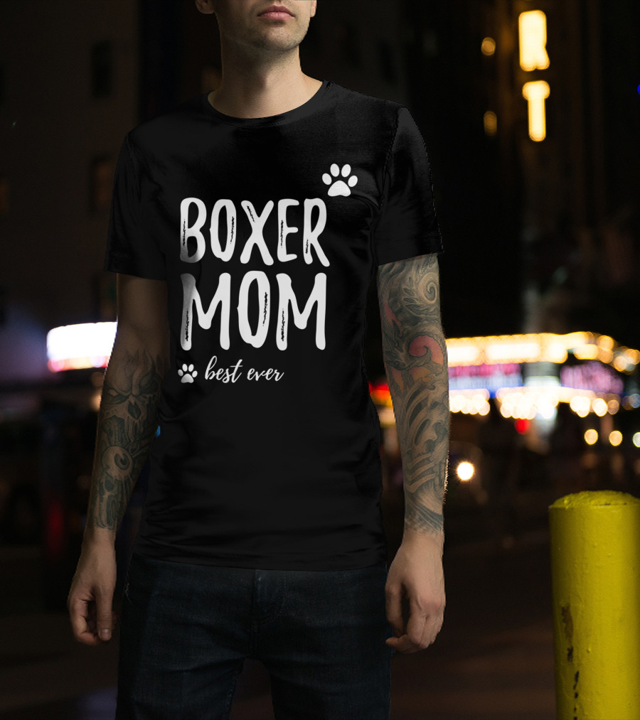 Boxer Mom Best Ever Boxer Dog Paw Prints T-Shirt