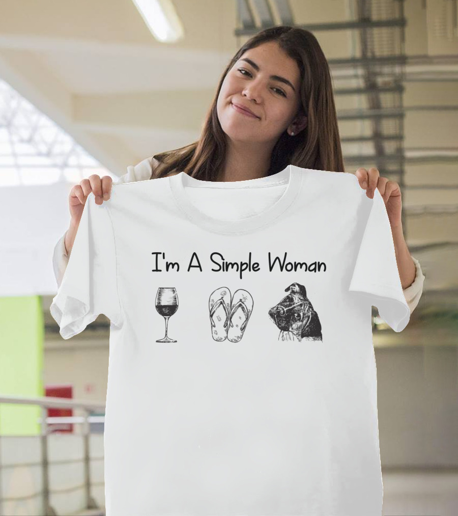 I'm A Simple Woman Wine Flip Flops Boxer T-Shirt